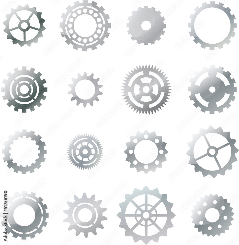 set: silver cogwheel set: silver cogwheel