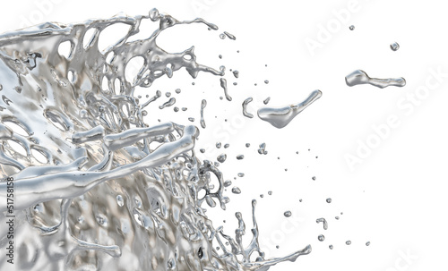 liquid metal splash, isolated on white