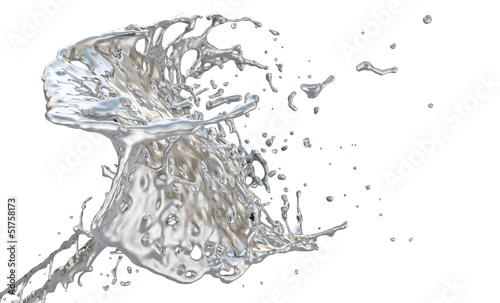 abstract silver splash, isolated on white