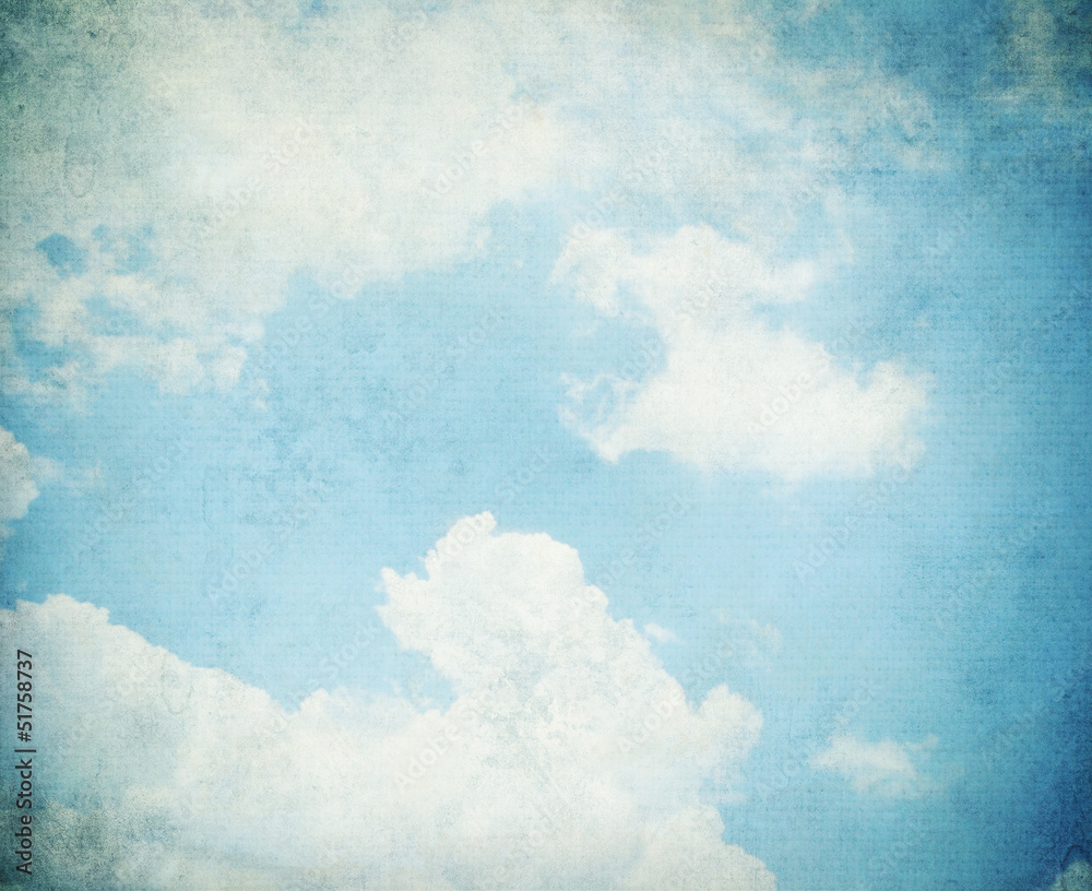 Fototapeta Clouds with blue skySky, fog, and clouds on a textured, vintage