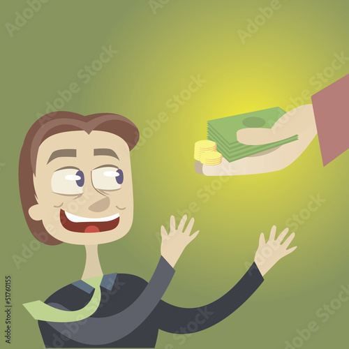 delivery of money, credit to the man.