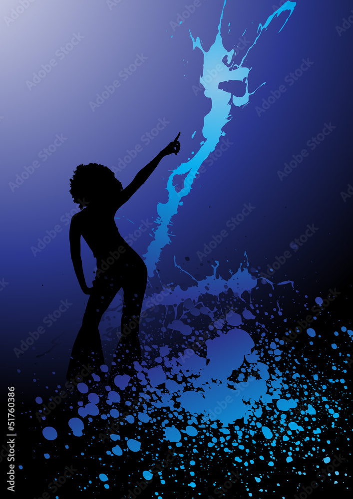 Silhouette d'une femme habillée en disco - effets de lumière