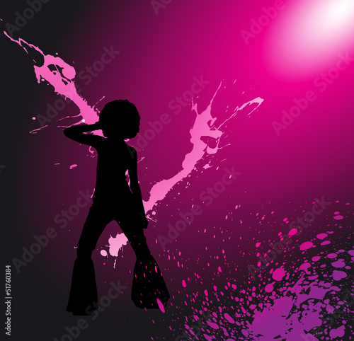 Silhouette d'une femme habillée en disco - effets de lumière