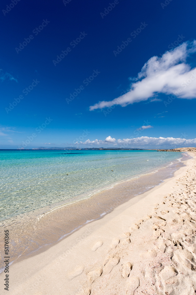 Illetes beach in Formentera island, Mediterranean sea, Spain