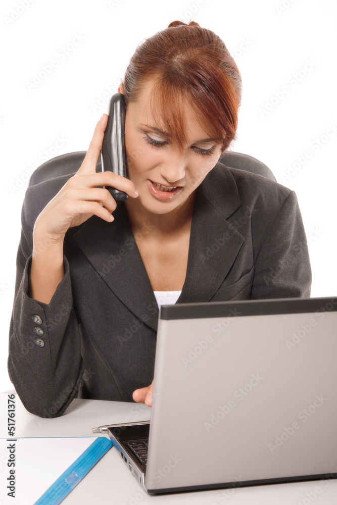 Businesswoman talking on telephone Businesswoman talking on telephone