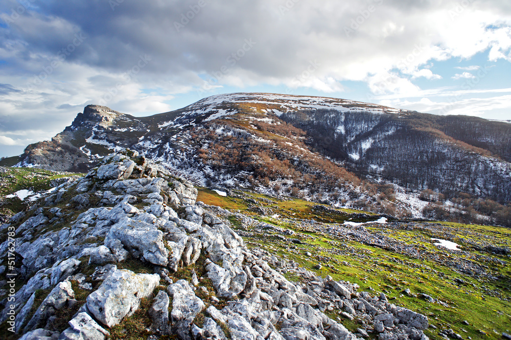 view of Gorbea mountain with beautiful light and some snow