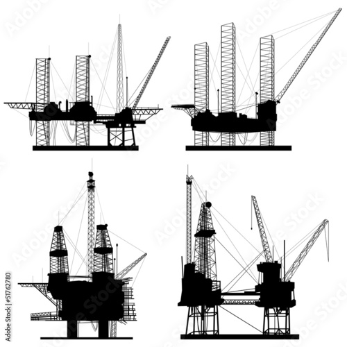 Silhouettes of units for oil industry
