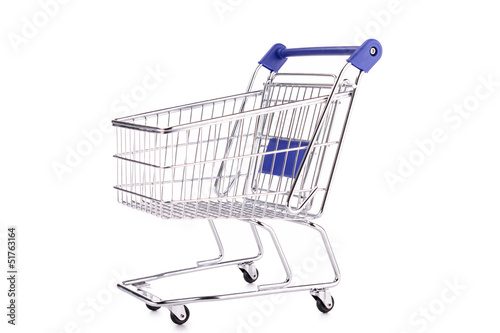 empty shopping cart on white