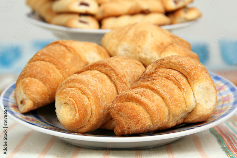croissants and biscuits.