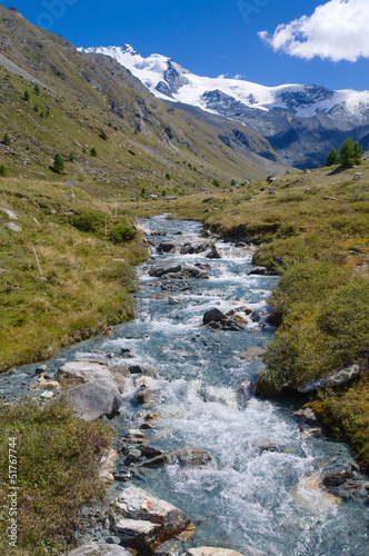Mountain river in the swiss alps
