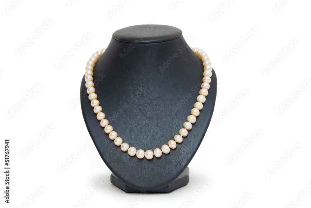 Pearl necklace on black mannequin isolated Pearl necklace on black mannequin isolated