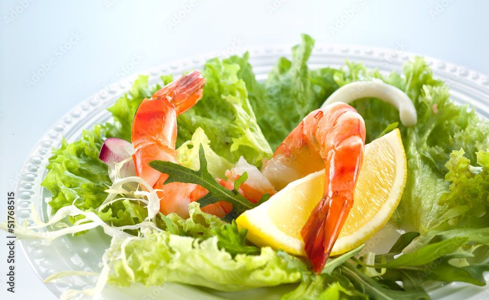 Prawn salad. Healthy Shrimp Salad with mixed greens Prawn salad. Healthy Shrimp Salad with mixed greens