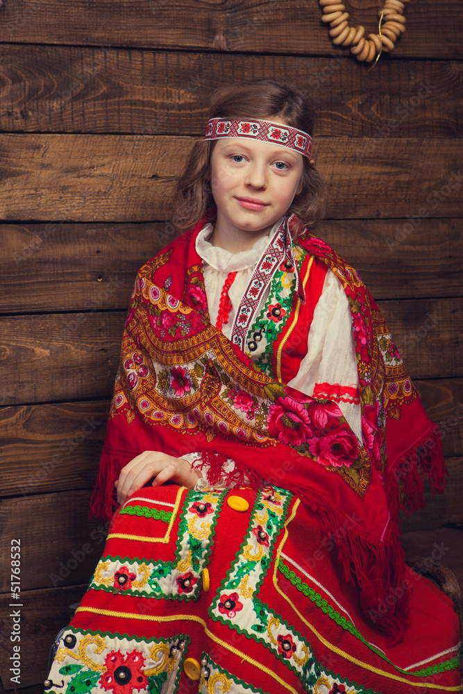 Girl in traditional Russian dress