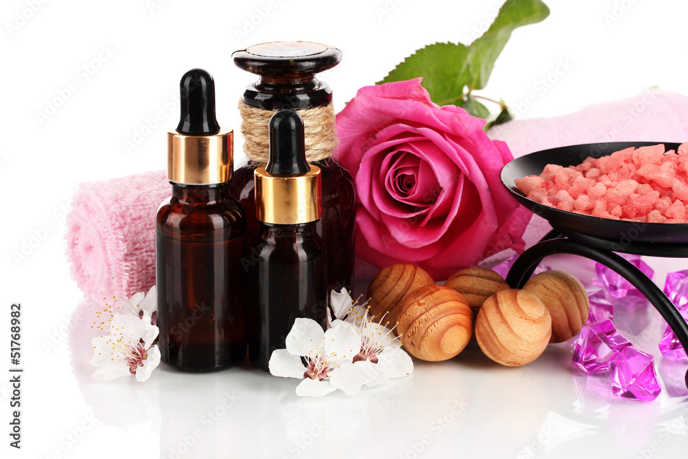 Spa composition with aroma oils isolated on white