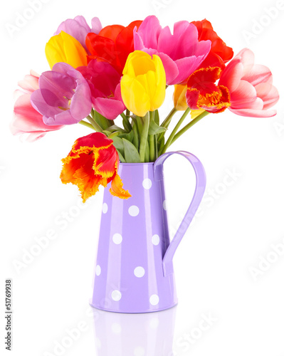 Wallpaper Mural Beautiful tulips in bouquet isolated on white Torontodigital.ca
