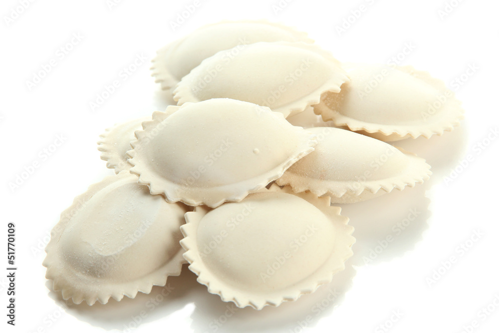 Raw dumplings, isolated on white Raw dumplings, isolated on white