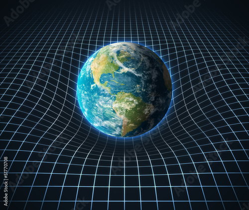 Obraz na plátně earth's gravity bends space around it