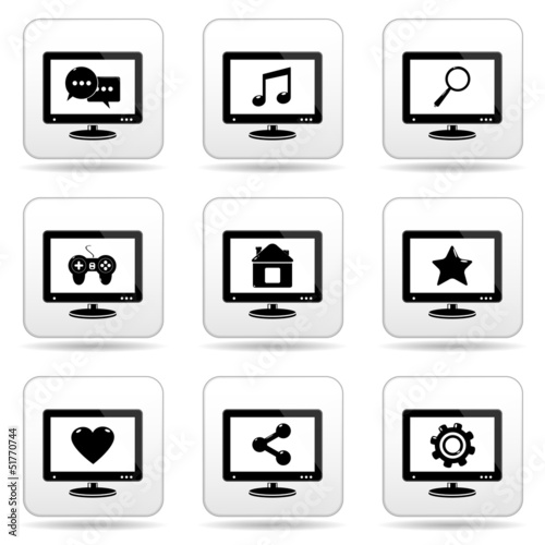 Monitor buttons with social network signs.