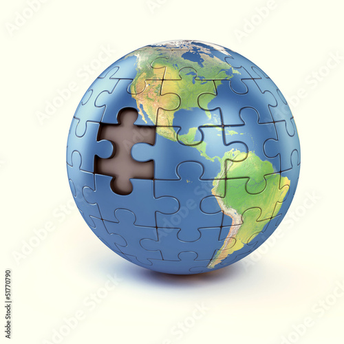 puzzle earth with missing piece