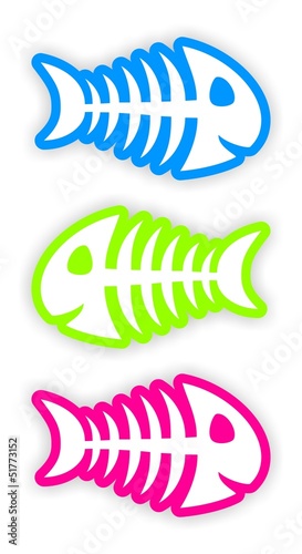 set of color fish bone stickers