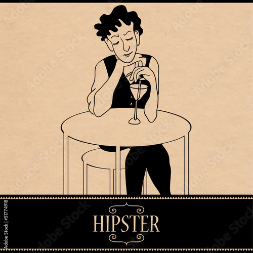 Boy drinking a cocktail card design