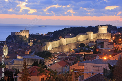 Fotografie Old town of Dubrovnik at night, Croatia