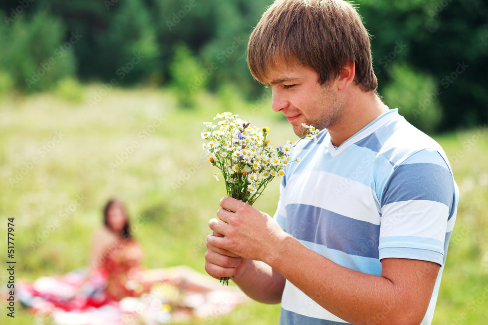 young couple relaxing in nature young couple relaxing in nature