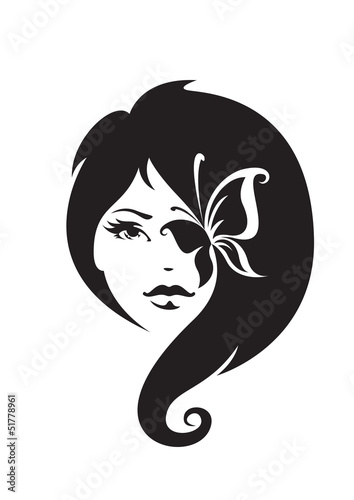 Black and white silhouette of the girl
