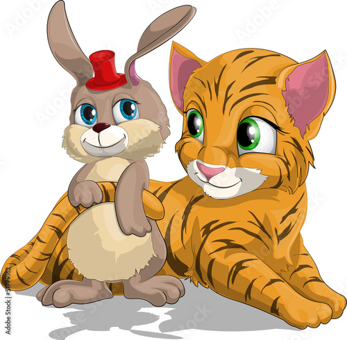 tiger cub and hare