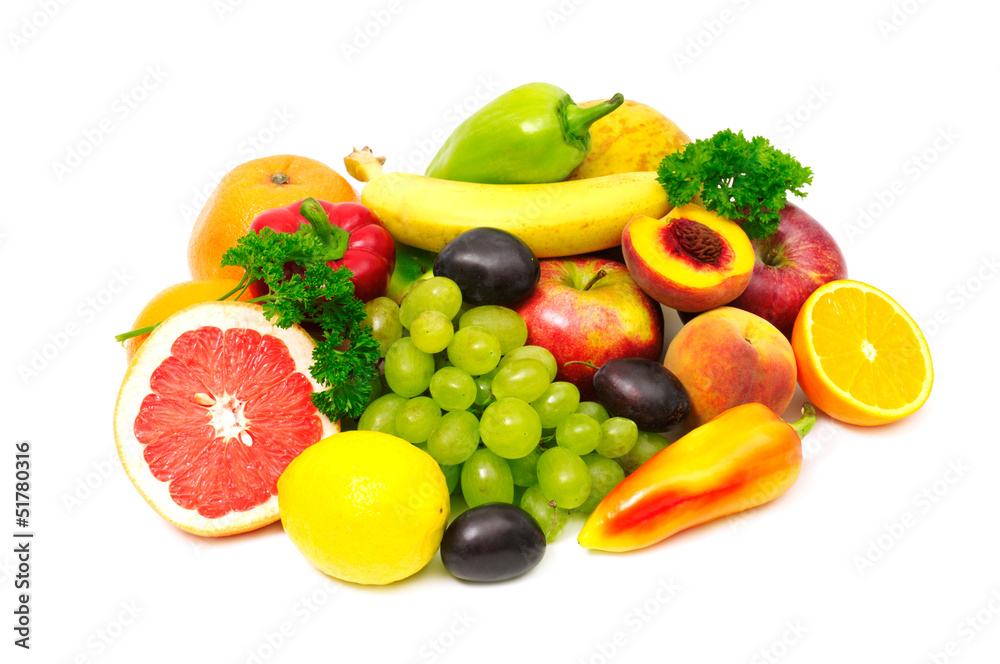 fruits and vegetables isolated on white background fruits and vegetables isolated on white background