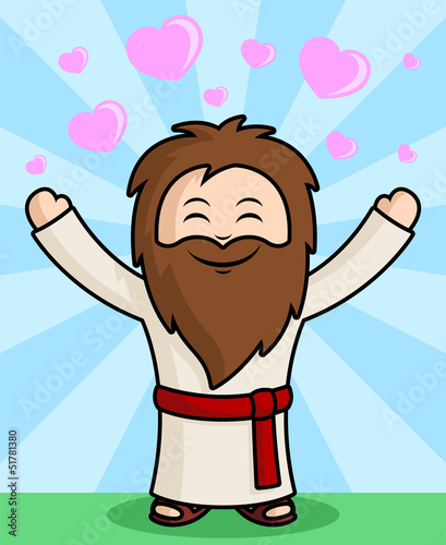 Cute Jesus Character spreading the Love