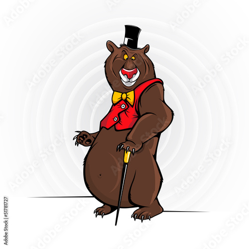 Cheerful Cartoon Bear With The Hat