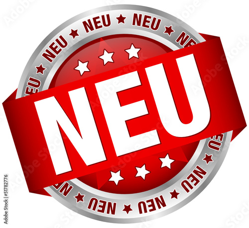 Button Banner "NEU" rot/silber