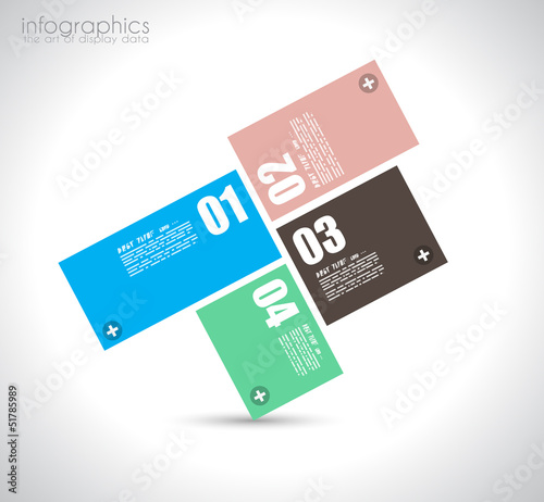 Infographic design template with paper tags.