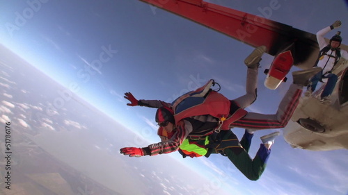 Skydiving video. Tandem. Slow motion.