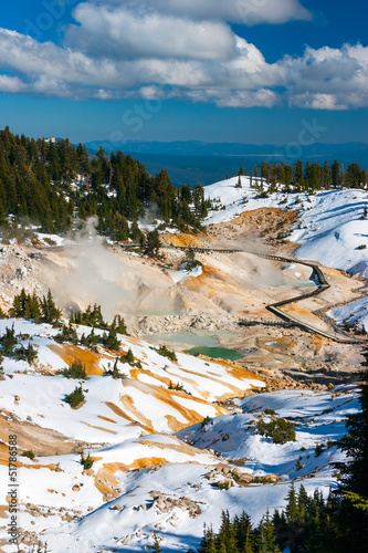 Bumpass Hell volcanic area in Lassen Volcanic Park, California. photo