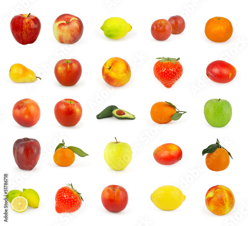 Set of fruit isolated on white background