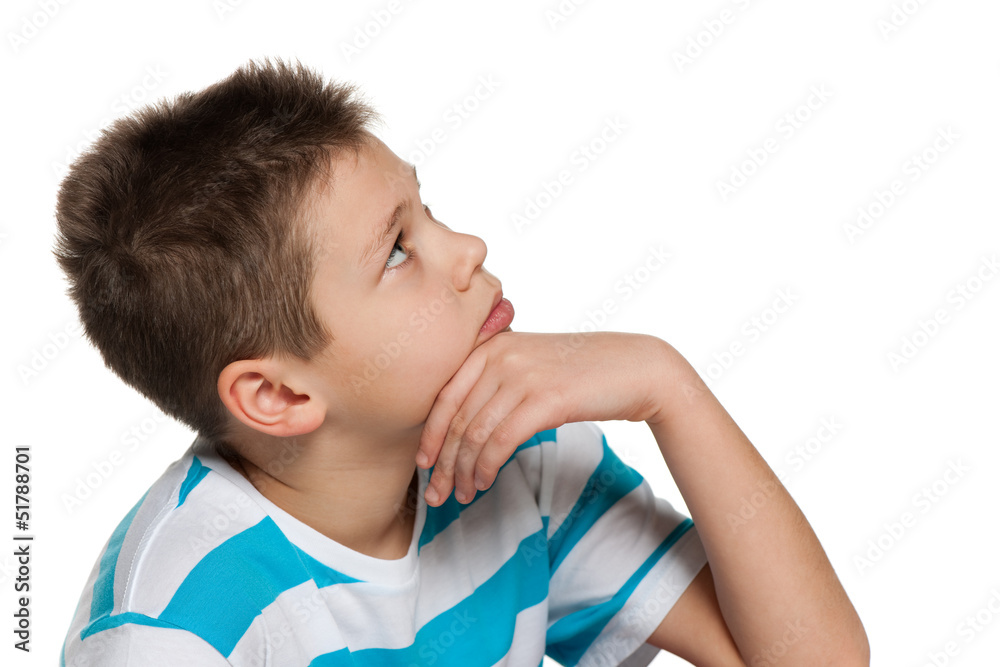 Looking up pensive boy