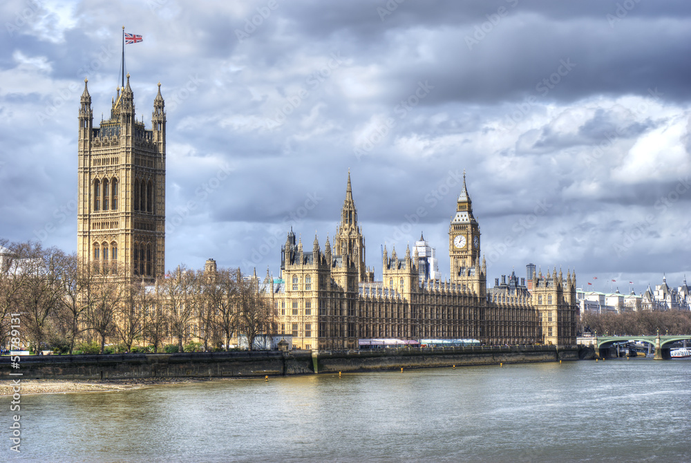 Fototapeta premium Houses of Parliament and big ben with Thames river
