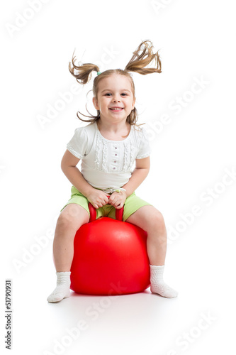 happy child jumping on boun...