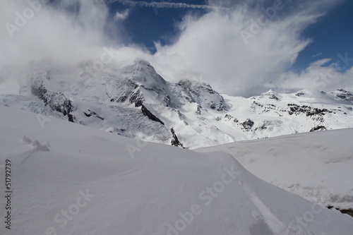 Snow mountains with flow cloud on Matterhorn © Sangchai Olan