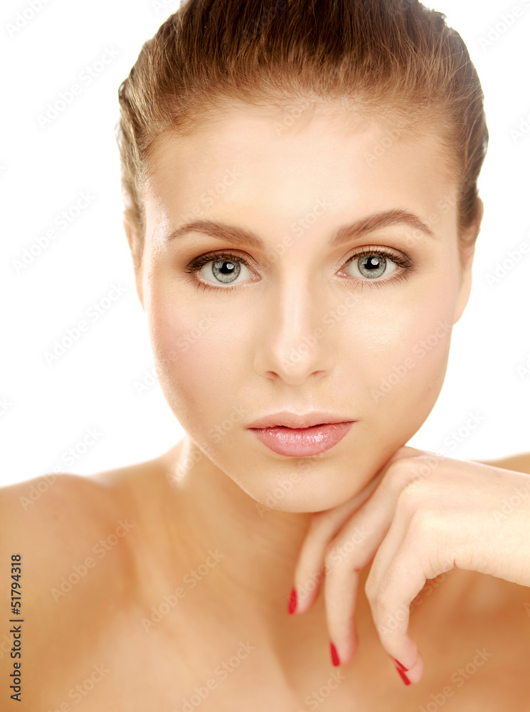 A beautiful woman, portrait isolated on white background A beautiful woman, portrait isolated on white background