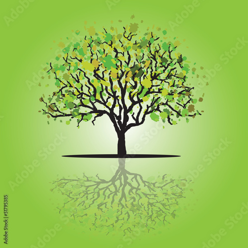 card with stylized tree and text, vector image for design © nikolya