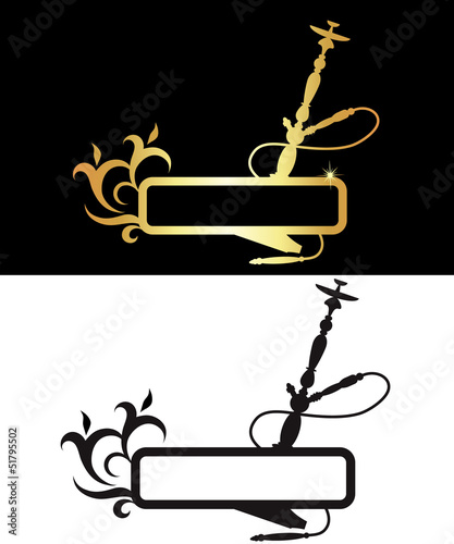 hookah black and gold, silhouette