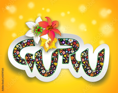 Guru Art Design Text Sticker-Guru Adesivo Testo Floreale