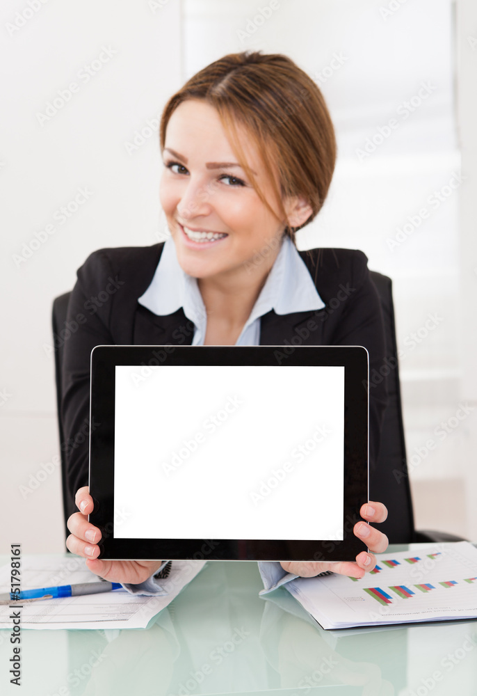 Businesswoman Presenting Digital Tablet Businesswoman Presenting Digital Tablet