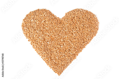 wheat on a white background. heart