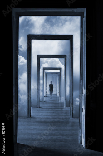 Within a Dream; in front of a closed door.