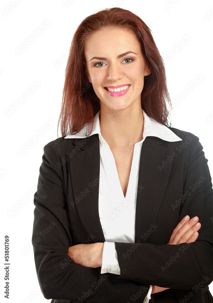 A beautiful woman standing with her arms A beautiful woman standing with her arms
