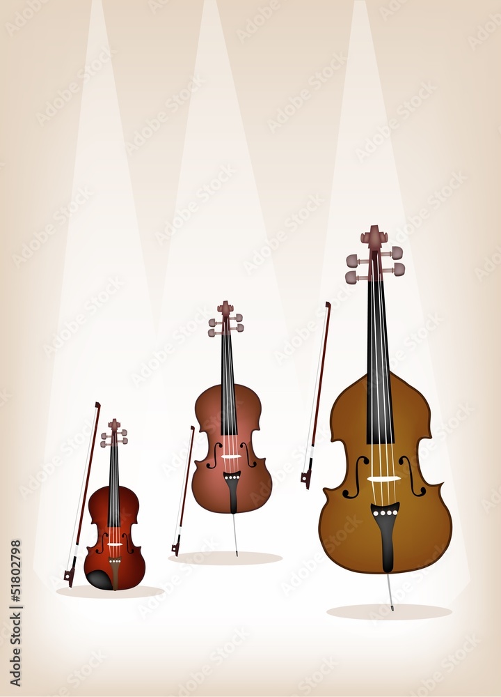Fototapeta premium Beautiful Musical Instrument Strings on Brown Background